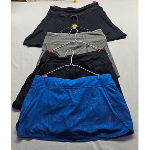 Lot of 4 Womens Athletic Skorts Reebok PlayDry Blue Black Grey Size Large